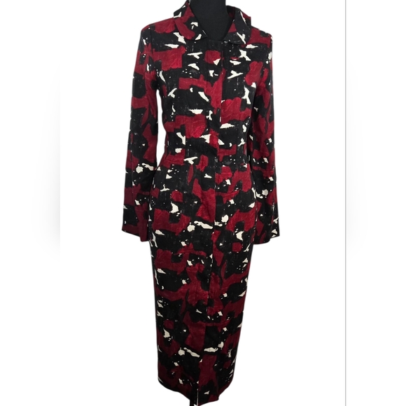 Samantha Sung Rosetta Coat Dress Size 4 Degas Black Red Wool Silk Blend NWT $950 - Picture 1 of 14